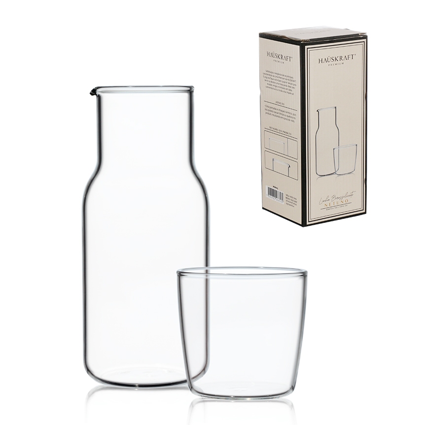 Moringa De Vidro Cristal Com Copo Jarra De Agua Cabeceira