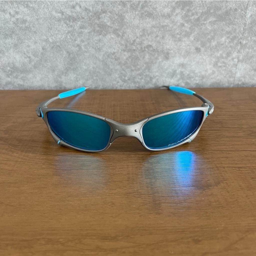 Óculos de Sol Juliet X Metal Lente Azul Ice Thug Borracha Azul