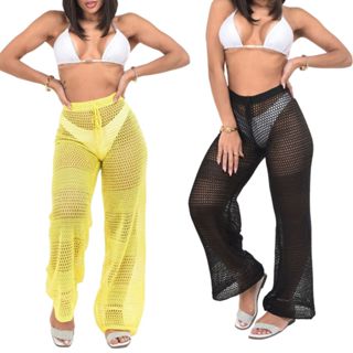 Kit 2pçs Calça Saída de Praia Premium em Tricot Tendência Verão Multicolor do Verão
