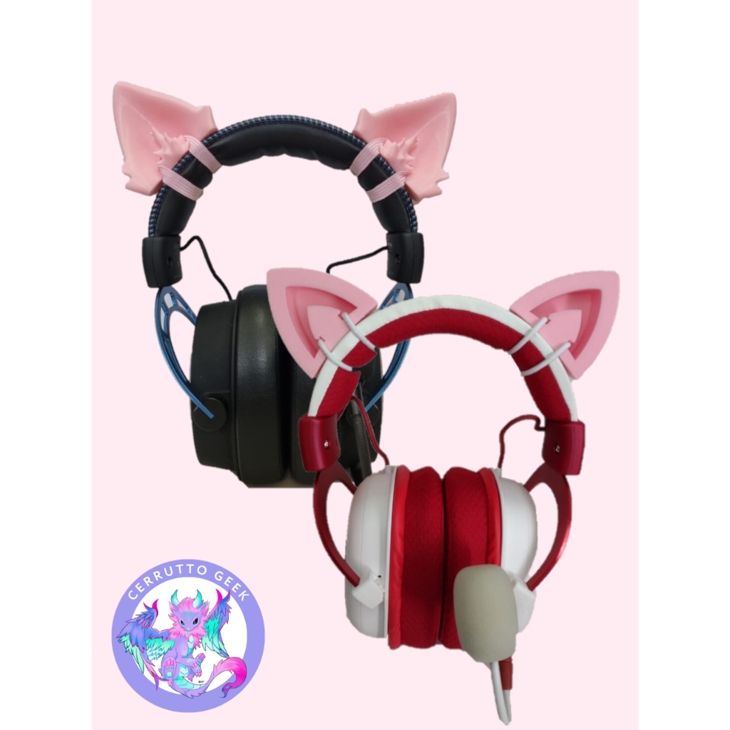 Orelhas de gato rosa para headset Gamer Kitty ears