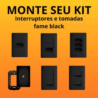 Conjunto Tomadas 10A/20A Interruptores Paralela/Simples Placa Cega Fame Habitat Black