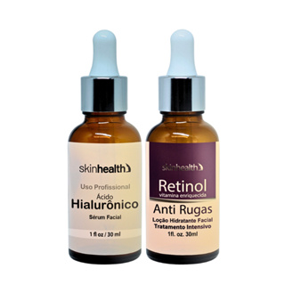 Retinol E Ácido Hialurônico Skinhealth Sérum Clareia, Anti-Rugas E Idade, Preenche Linhas De Expressão, Hidrata Sem Óleo Rosto 30ml Cada