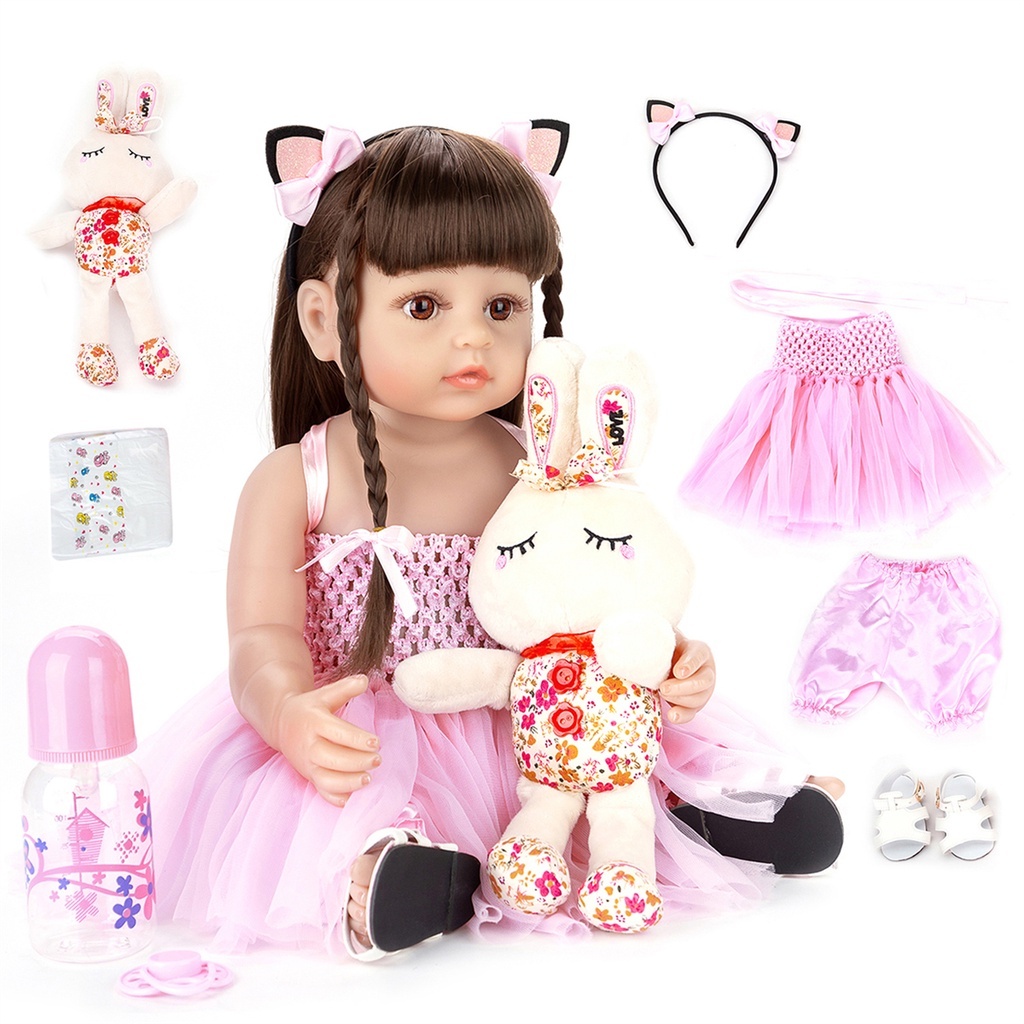Boneca Bebê Reborn Silicone Menina Brastoy Original Pode Tomar Banho (Alice  55cm) : : Brinquedos e Jogos