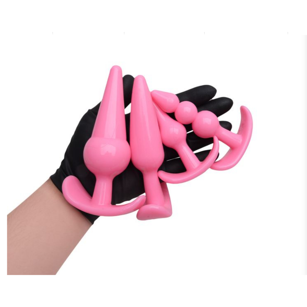 Kit De 4 Plugs Anaux En Silicone Par LITOLU - Pour Entraînement Progressif Et Jeux Intimes - Noir, Imperméable Et Hypoallergénique