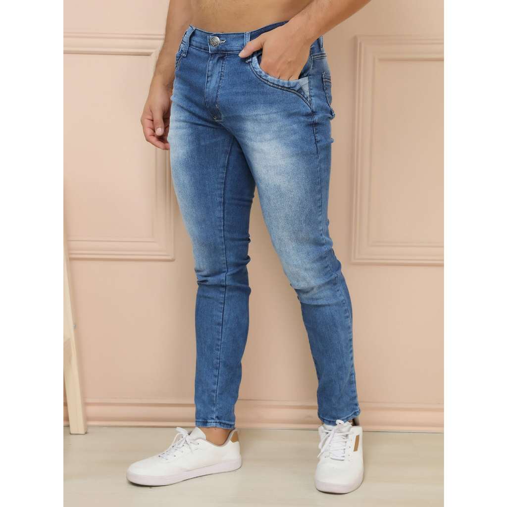 ROTA 77 Calça Masculina Jeans Azul claro Skinny Slim Com Lycra