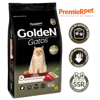 Ração Golden Gatos Adultos Castrados Sabor Carne - 10Kg