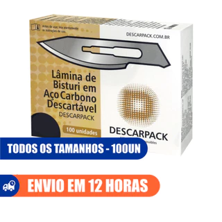 Lâmina Bisturi Caixa 100un Aço Carbono Todos Tamanhos Descarpack