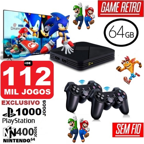 Console de videogame com Gamepads sem fio, 10000 Jogos Grátis, Caixa Mágica  X6, Super Plus, TV
