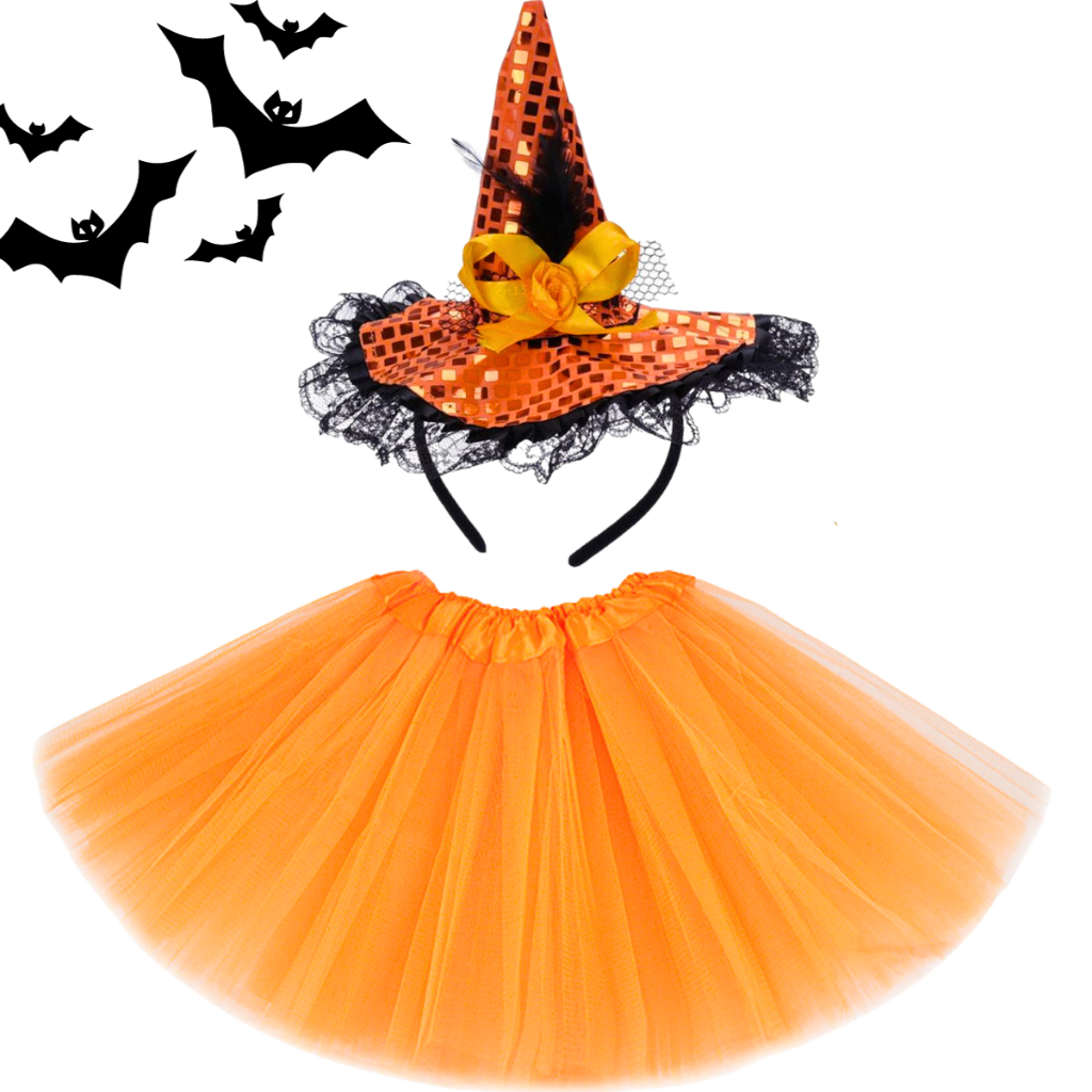 Fantasia Halloween Infantil Bruxinha com Tiara - Extra Festas