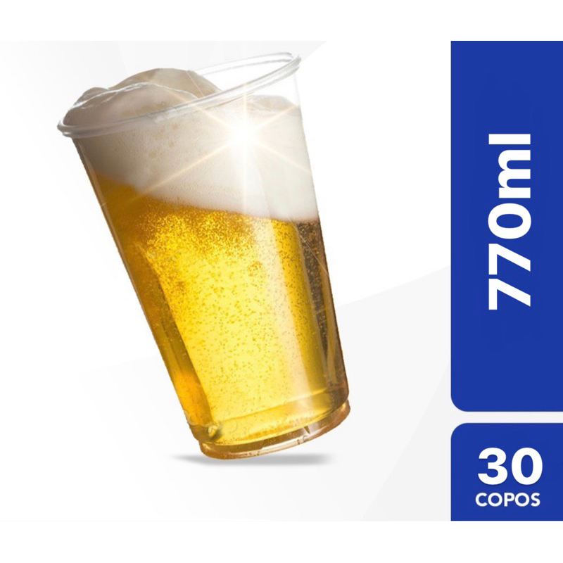 Copo descartável 770ml p/ chopp e bebidas com 25 unidades