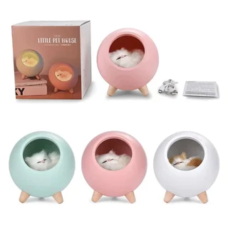 Luminária Abajur De Mesa Gatinho Little Pet House A Bateria