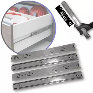 8 Corrediça Telescópica 45cm – 450mm 4 PAR Gaveta Moveis Armário Trilho Zincada Reforçada Corredica Gavetas Armario 4 Pares
