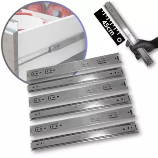10 Corrediça Telescópica 45cm – 450mm 5 PAR Gaveta Moveis Armário Trilho Zincada Reforçada Corredica Gavetas Armario 5 Pares