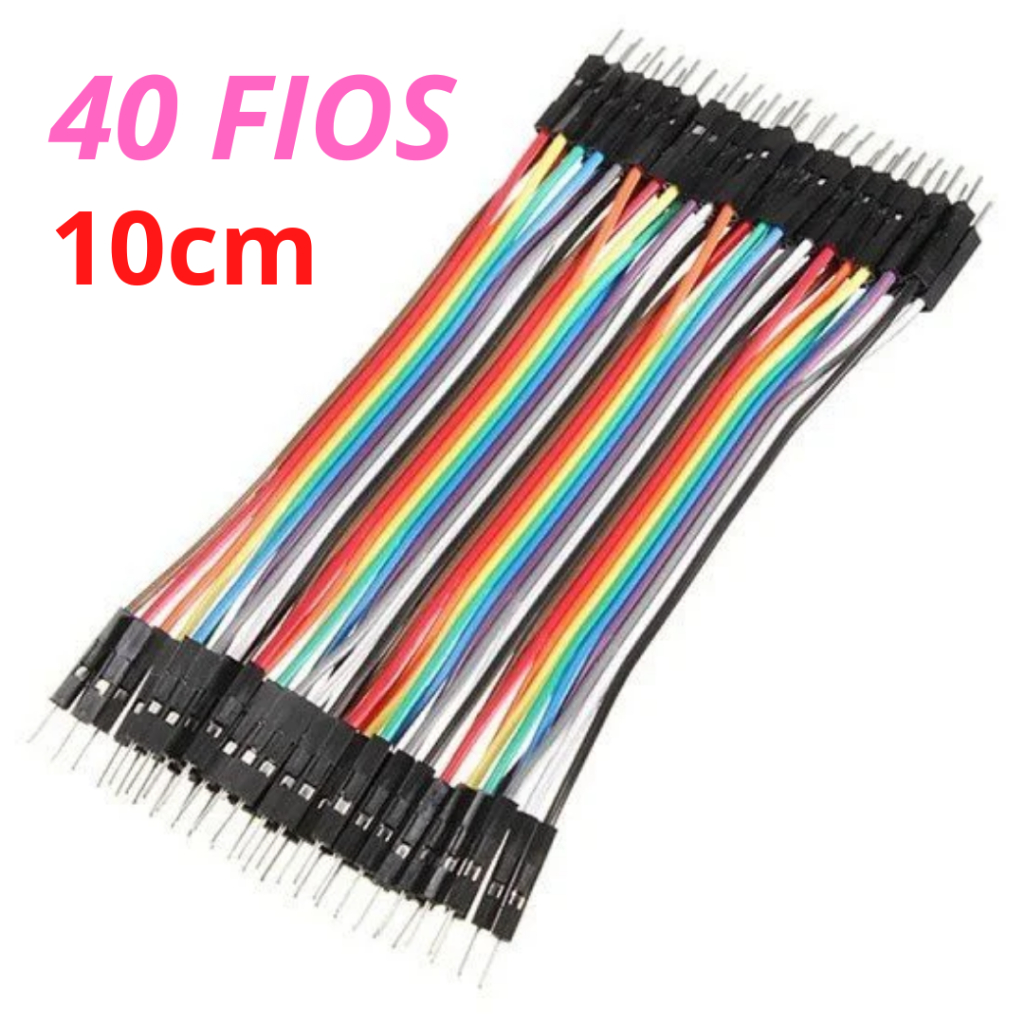 Cabo jumper protoboard (40 fios) 10cm M-M, macho fio conexão elétrica ...