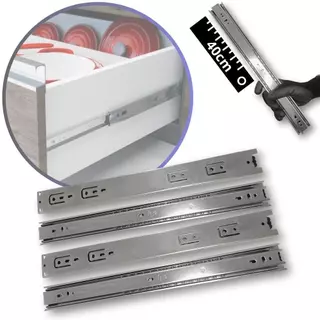 8 Corrediça Telescópica 40cm – 400mm 4 PAR Gaveta Moveis Armário Trilho Zincada Reforçada Corredica Gavetas Armario 4 Pares
