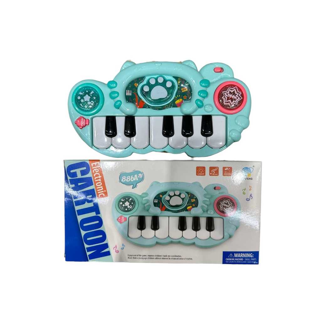 Brinquedo Piano Animal Branco com Sons de Animais e Led Canta Ia