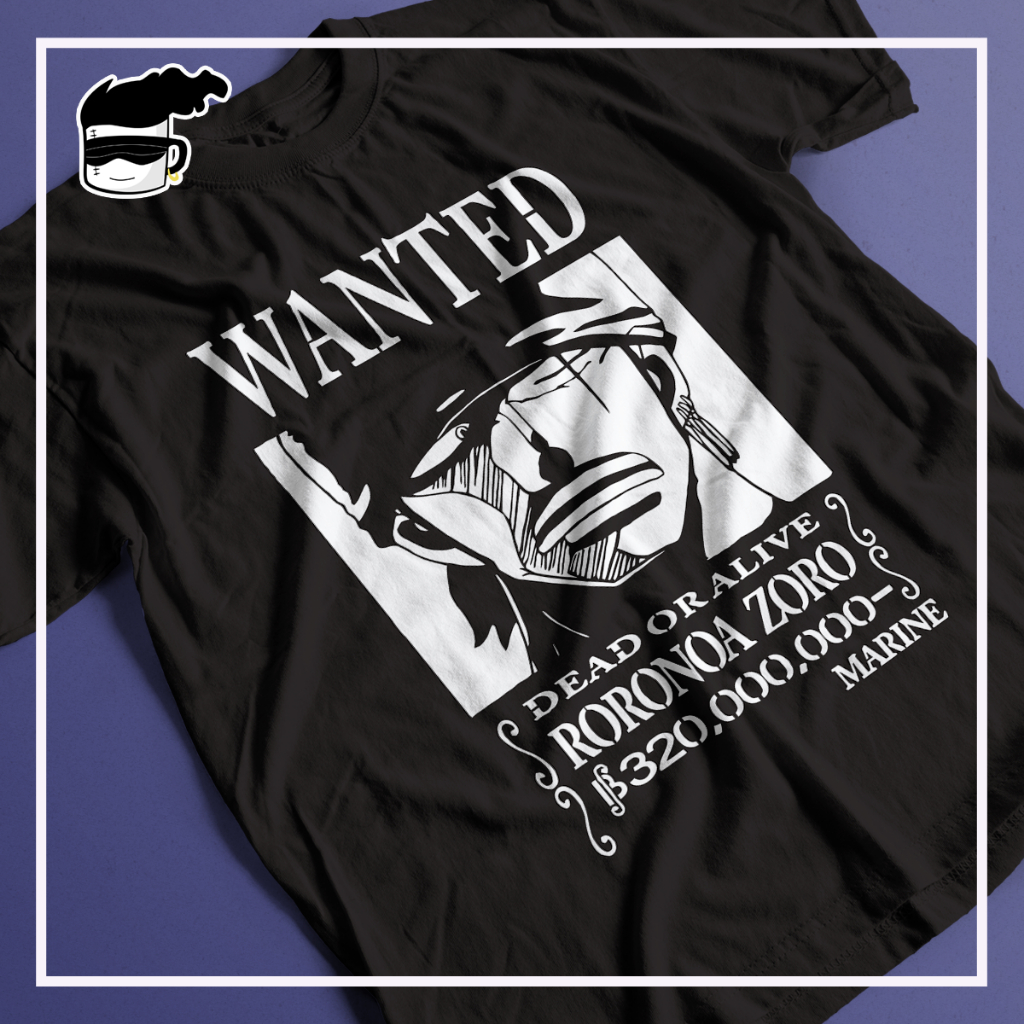 Camisa One Piece Zoro Wanted Unissex 100% Algodão Camiseta Anime