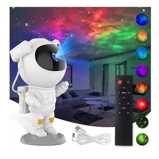 Luminária Astronauta Projetor Luz Galáxia Nebulosa Estrelas Cor Da Estrutura Branco Voltagem 110v/220v