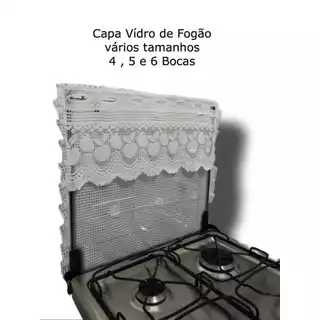 Capa Para Tampa De Vidro Fogão 4 ,5 e 6 Bocas e Cortina de Forno Renda Opção de cada
