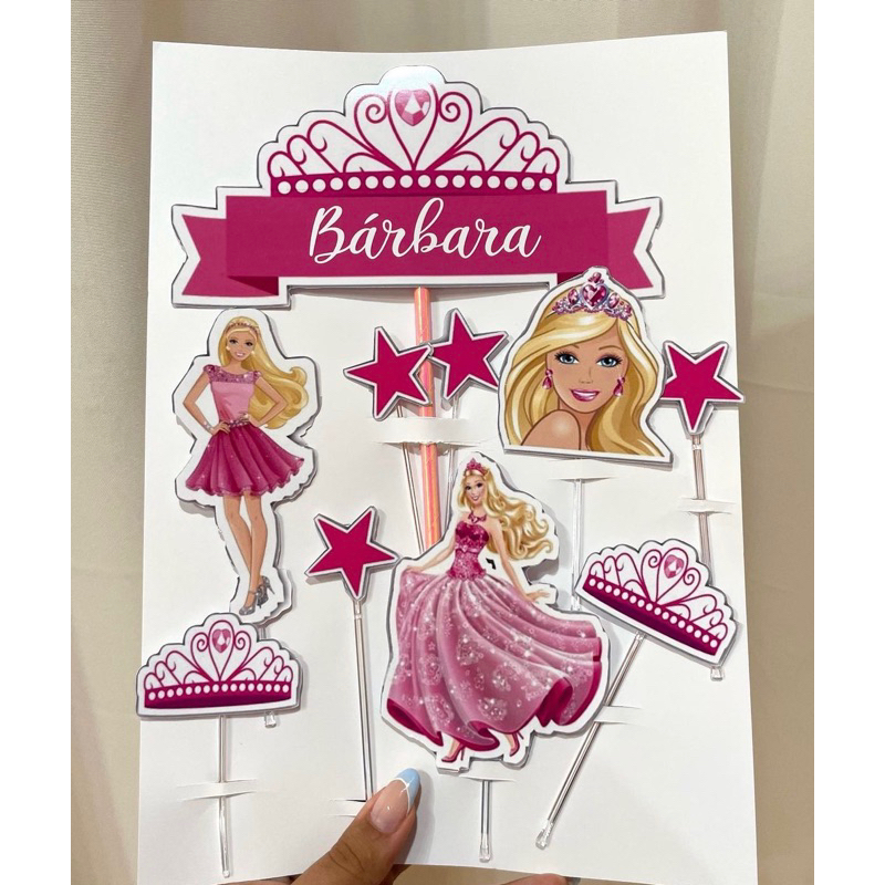 Topo De Bolo - Desenho Barbi. e - Pronto No Palito Personalizado