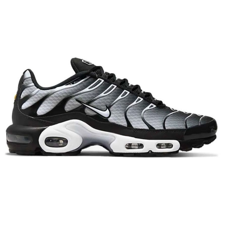 Tênis Esportivo Air Max TN Plus Black Metallic Silver Premium , Unissex , Alta Qualidade , Corrida , Caminhada , Dia a Dia Confortável , 1° Linha