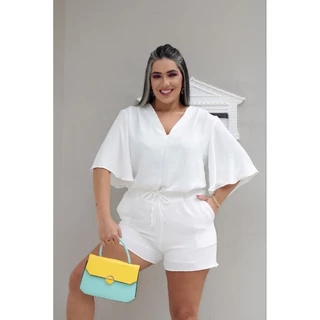 Conjunto plus size feminino shorts e blusa