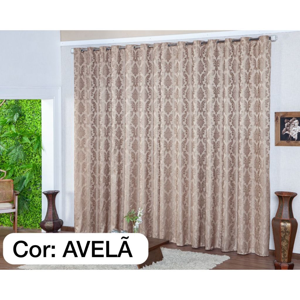 Cortina Jacquard Sala E Quarto 3.00 X 2.70mts Varão Simples 28mm