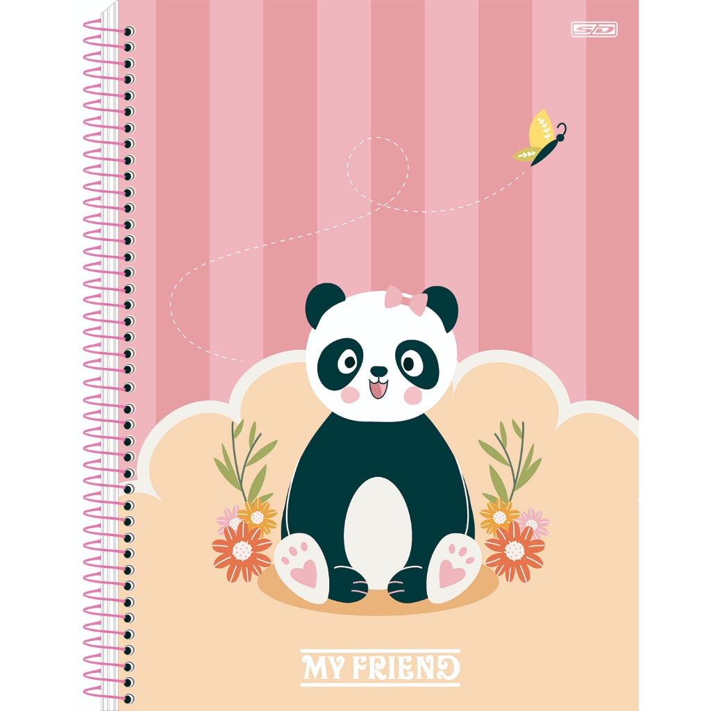 Caderno Universitário 1 Matéria Panda My Friend SD Tamanho