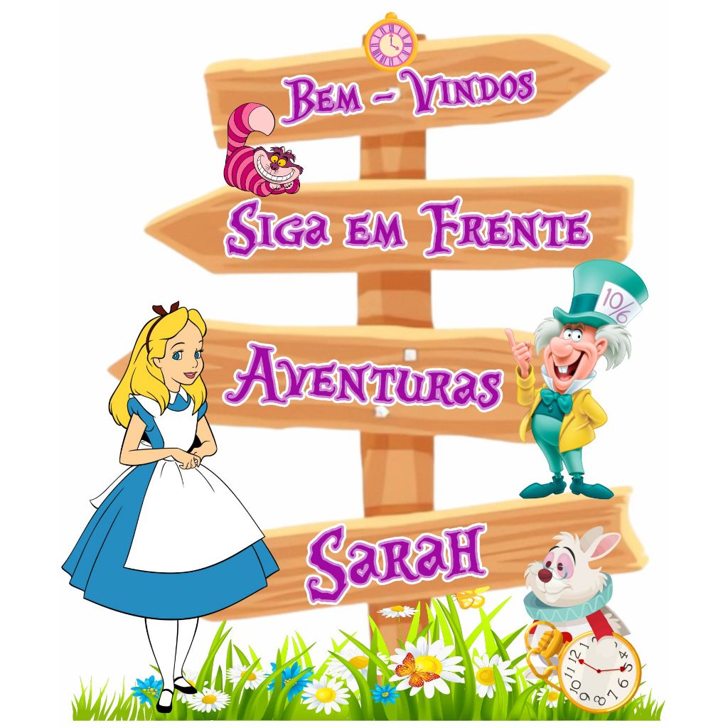 Display MDF de Chão - Alice no País das Maravilhas (INFORME NOME NO CHAT AO VENDEDOR)