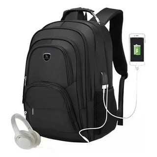 Mochila Masculina Viagem 40 Litros Impermeável Reforçada Cor Preto