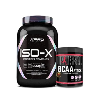 Kit Whey Protein Iso - X Complex 900g - XPRO Nutrition + BCAA 250g - Universal em Oferta na Shopee