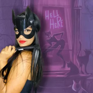 Kit Mascara Mulher Gato Com Chicote de Couro Fantasia Cosplay