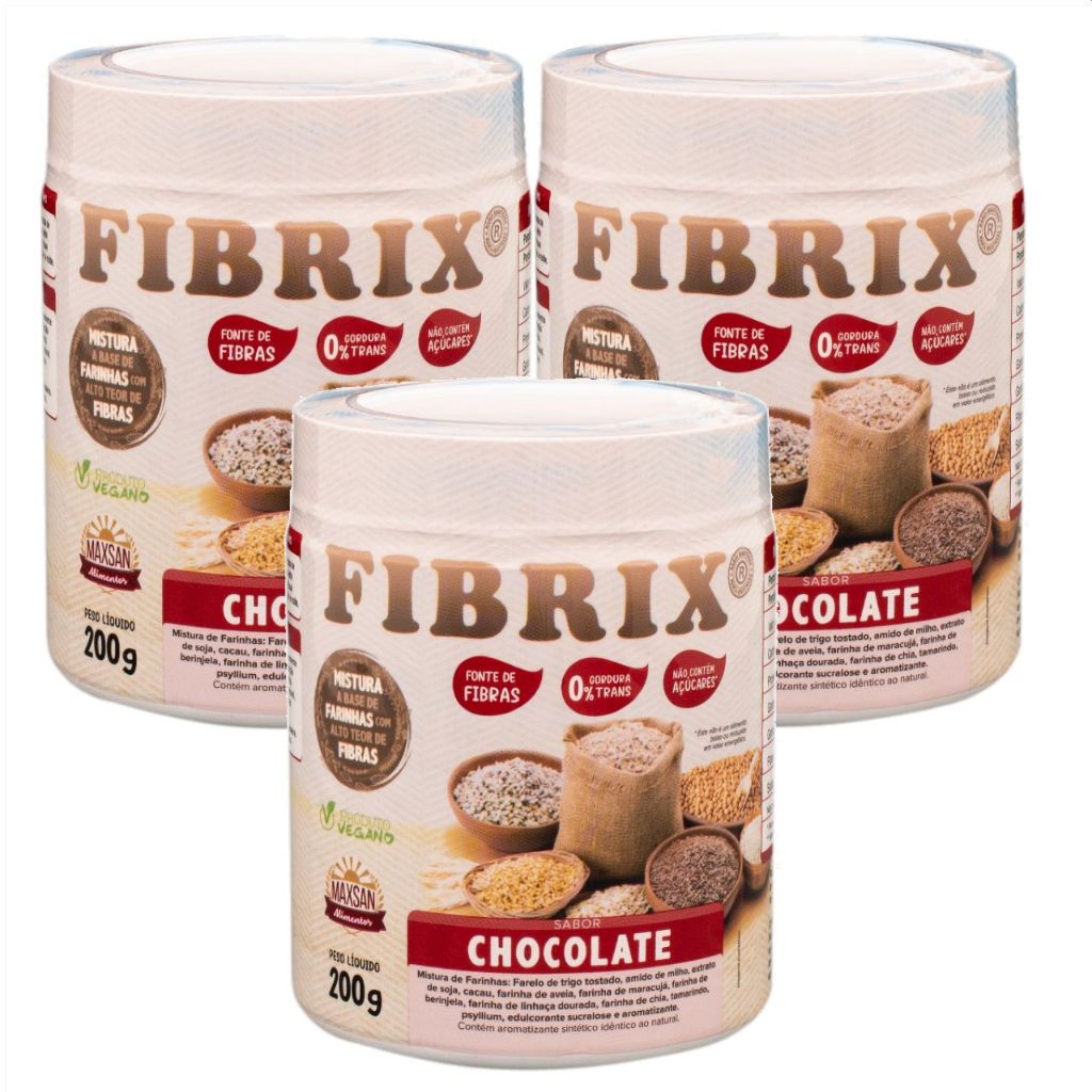 3x Fibrix Chocolate- Fibras Regulador Intestino- Vegano-200g | Shopee ...
