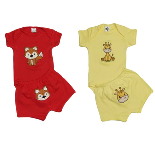 Kit 2 Conjuntos Body Bebê e Shorts Decorado Boy