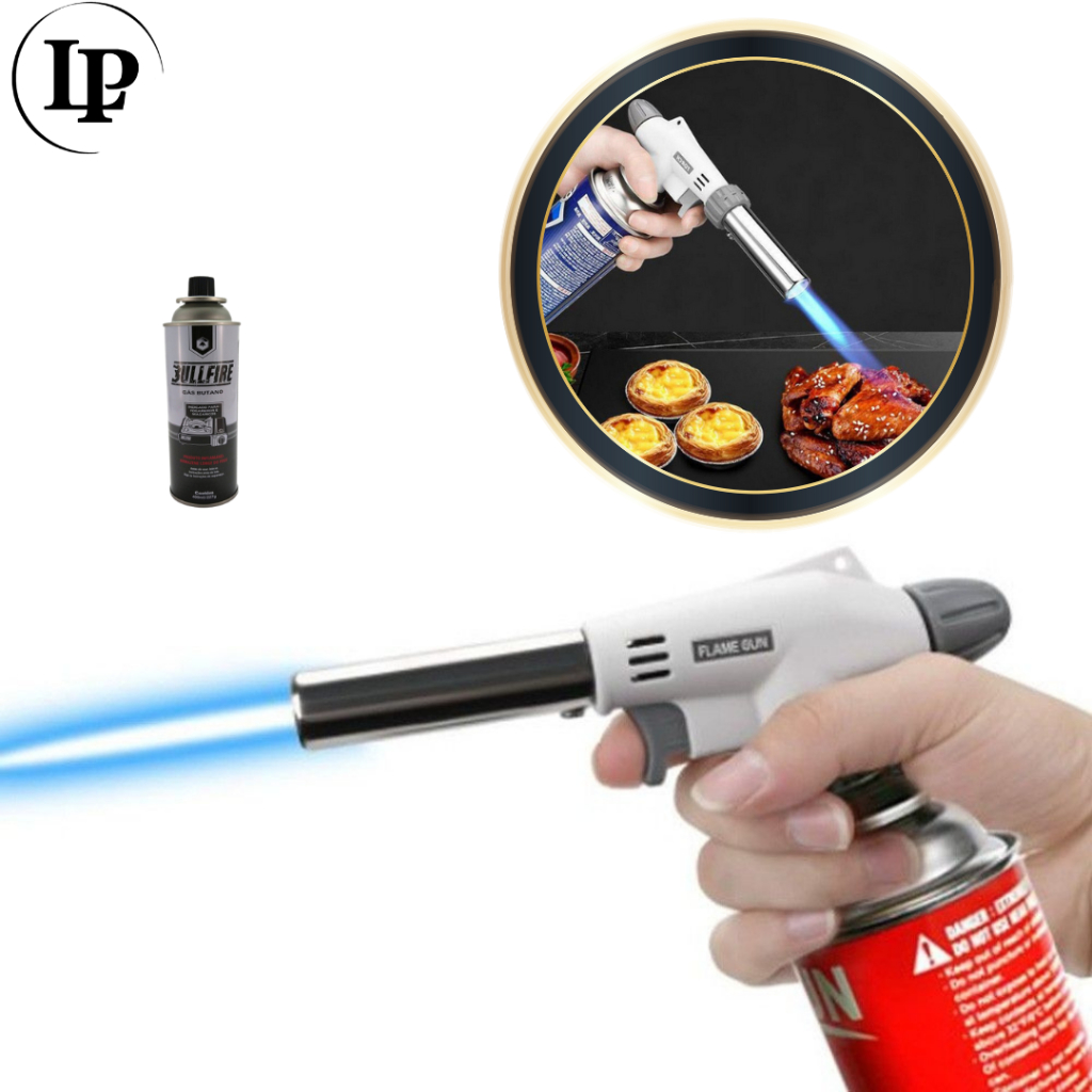 Kit Maçarico Portátil Culinário Gourmet Controle de chama regulagem manual Cozinha e Confeitaria profissional + 1 Refil