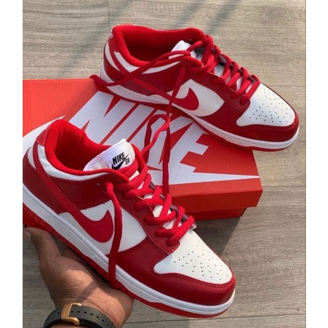 Tenis Nike Dunk Low SB Vermelho/Branco Nova Cor 2023 Feminino Masculino Sucesso de Vendas Qualidade Premium Oferta