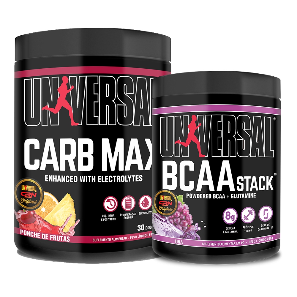 Kit Carb Max 600g + BCAA Stack 250g - Universal | Shopee Brasil