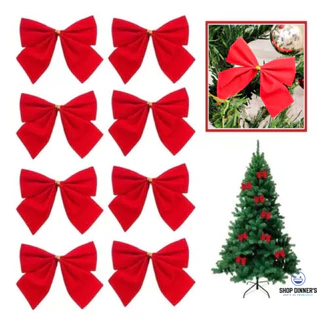 Kit 36 Laços Lacinho Veludo Decoração Árvore de Natal Pinheiro Vermelho Enfeite