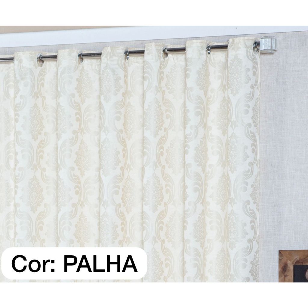 Cortina Jacquard Sala E Quarto 8.00 X 2.70mts Varão Simples 28mm