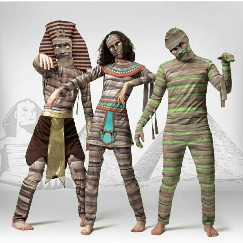 Fantasia Barata Adulto Masculina Feminina Mumia Faraó Halloween Macacão ...