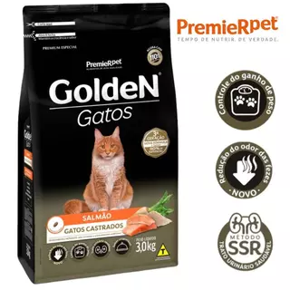 Ração Golden Gatos Adultos Castrados Sabor Salmão - 3kg