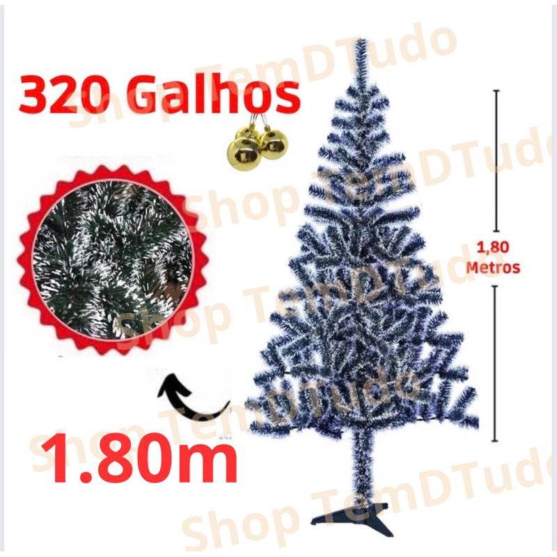 ÁRVORE DE NATAL BRANCA C/ 320 GALHOS 1,80MTS RIO MASTER