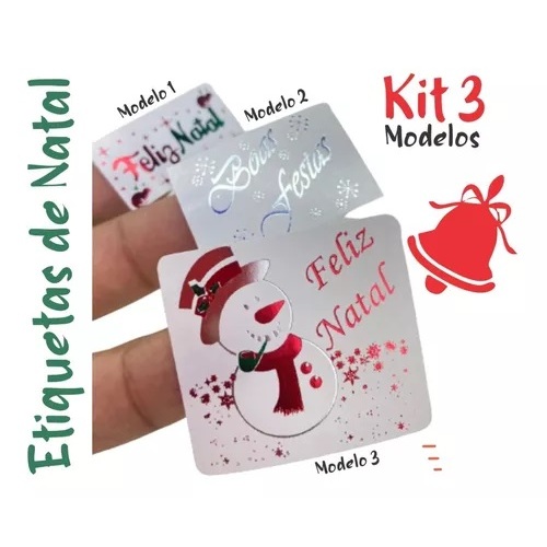 Kit 100 adesivo Feliz Natal 3, 5 cm frete gratis
