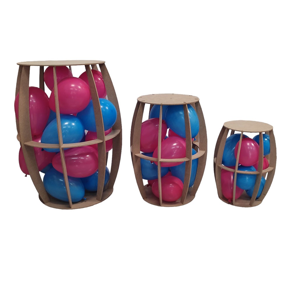 Trio Cilindro Porta Bexiga Balão Oval Mdf Festa Decoração | Shopee Brasil