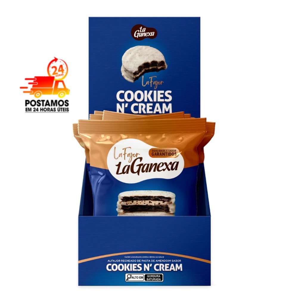 Kit Alfajor 12 unidades Biscoito La Fajor com Pasta de Amendoim Cookies La Ganexa C/ Whey Protein Zero Glúten
