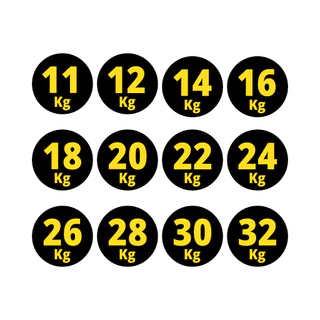 Etiqueta Adesiva para Identificação de Kilos 11 ao 32 numeros pares PRETO E AMARELO 2cm 48uni