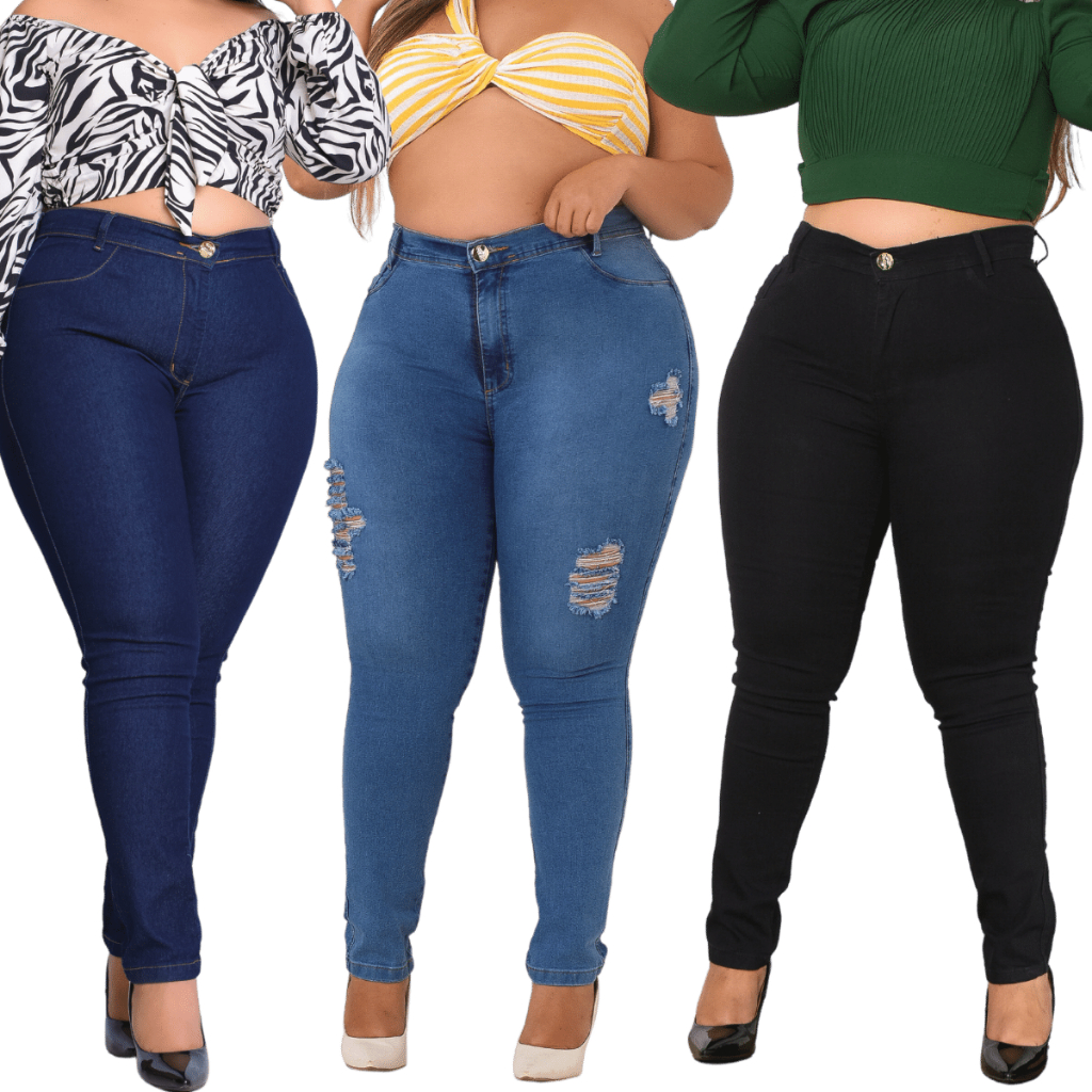 Calça Jeans Feminina Plus Size 48 ao 54 Cintura Alta Com Lycra