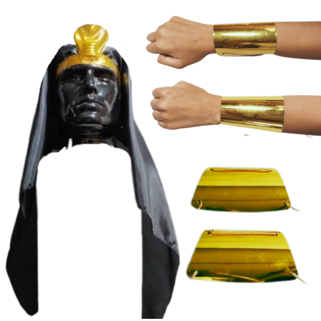 Fantasia de adereço turbante egípcio Faraó em tecido masculino carnaval festas fantasia kit