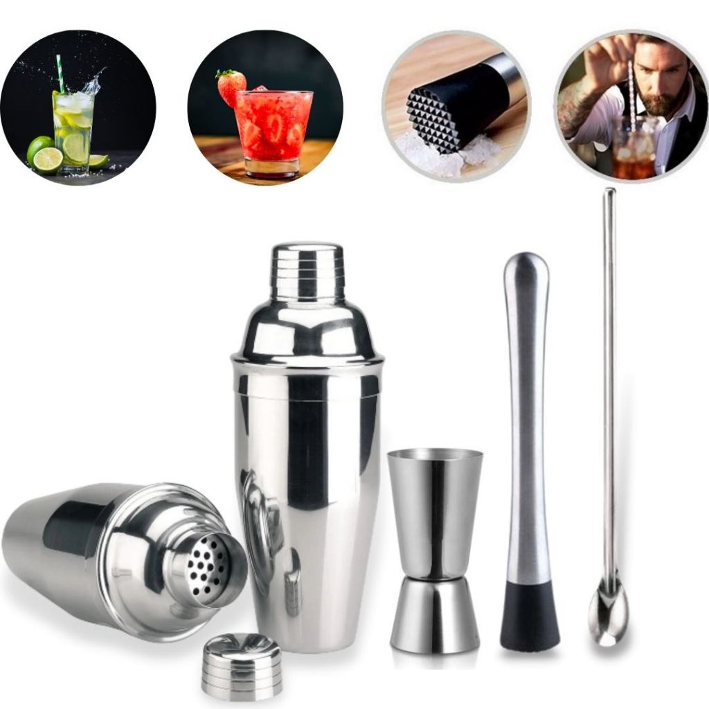 Kit Caipirinha Inox 4 Peças Bartender Barman Profissional