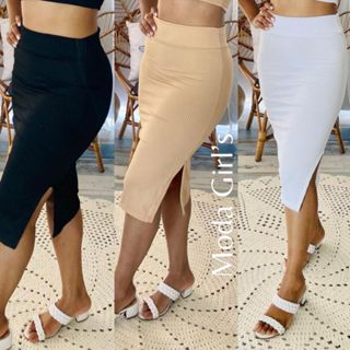 Saia preta hot sale midi justa